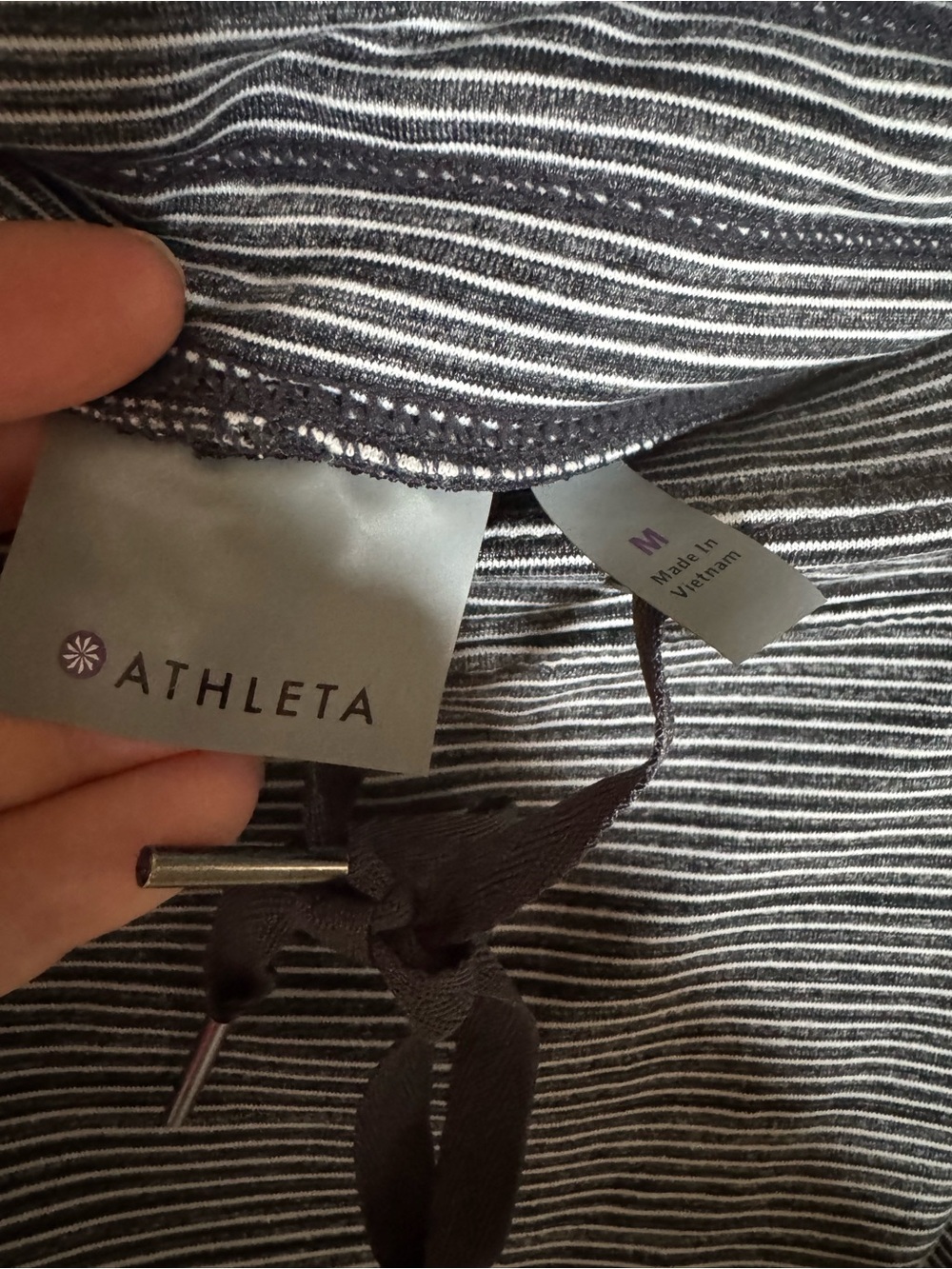 Athleta Gray White Striped Athletic Skort Built In Shorts Zip Pockets Size M - Picture 4 of 7